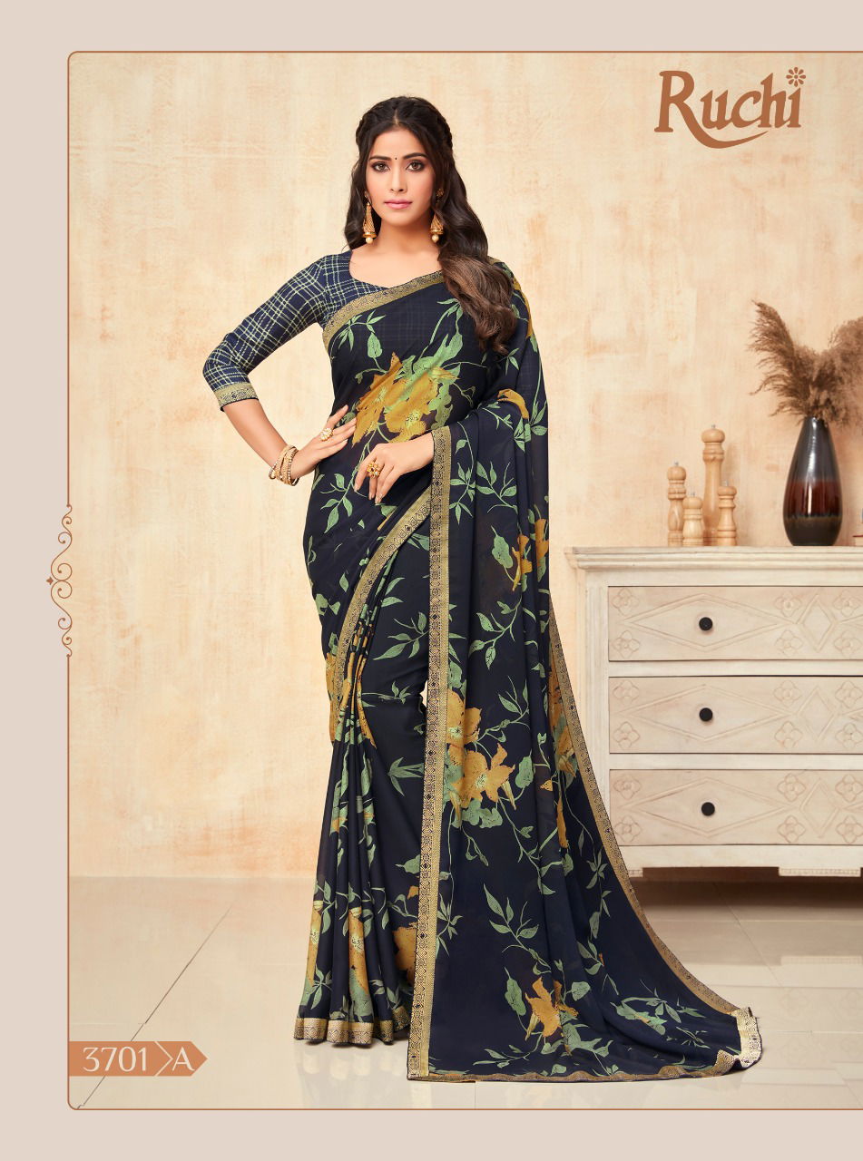 Ruchi Yashika Casual Daily Wear Georgette Printed Fancy Saree Collection